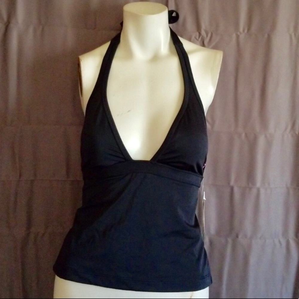 NWT Oakley Cove black halter tankini top -sz M - Picture 3 of 11